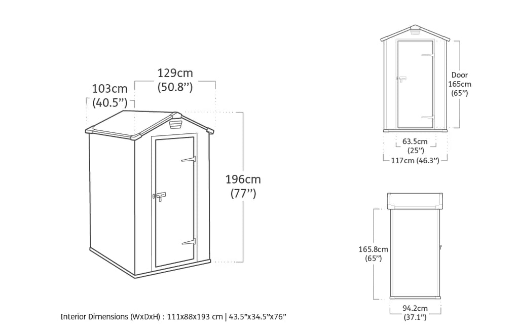 4 x 3ft Outdoor Garden Storage Shed with Floor & Ventilation