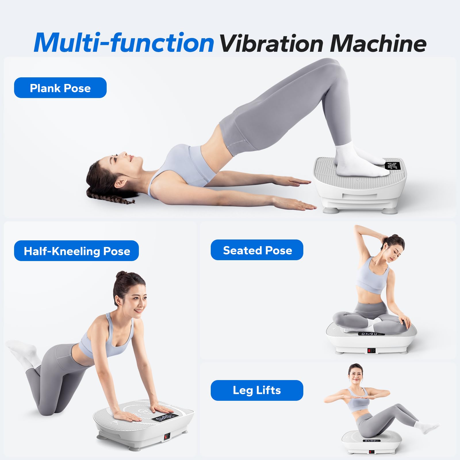 Whole Body Vibration Plate Exercise Machine with Bluetooth Speaker & Resistance Bands