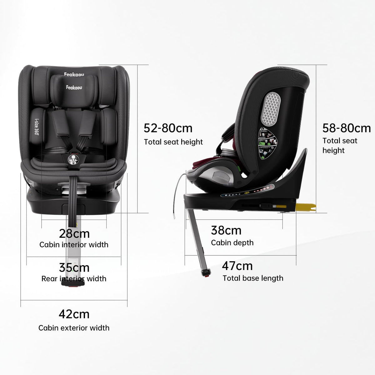 360° Rotating i-Size Baby & Child Car Seat with ISOFIX, 40-150cm