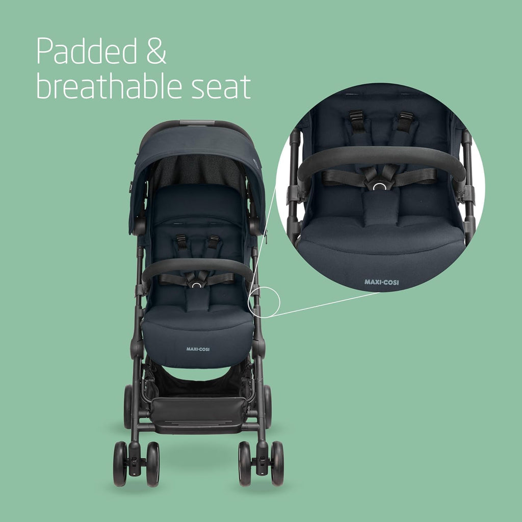 Ultra Lightweight Compact Pushchair with Automatic Fold & Lie-Flat Seat - Graphite