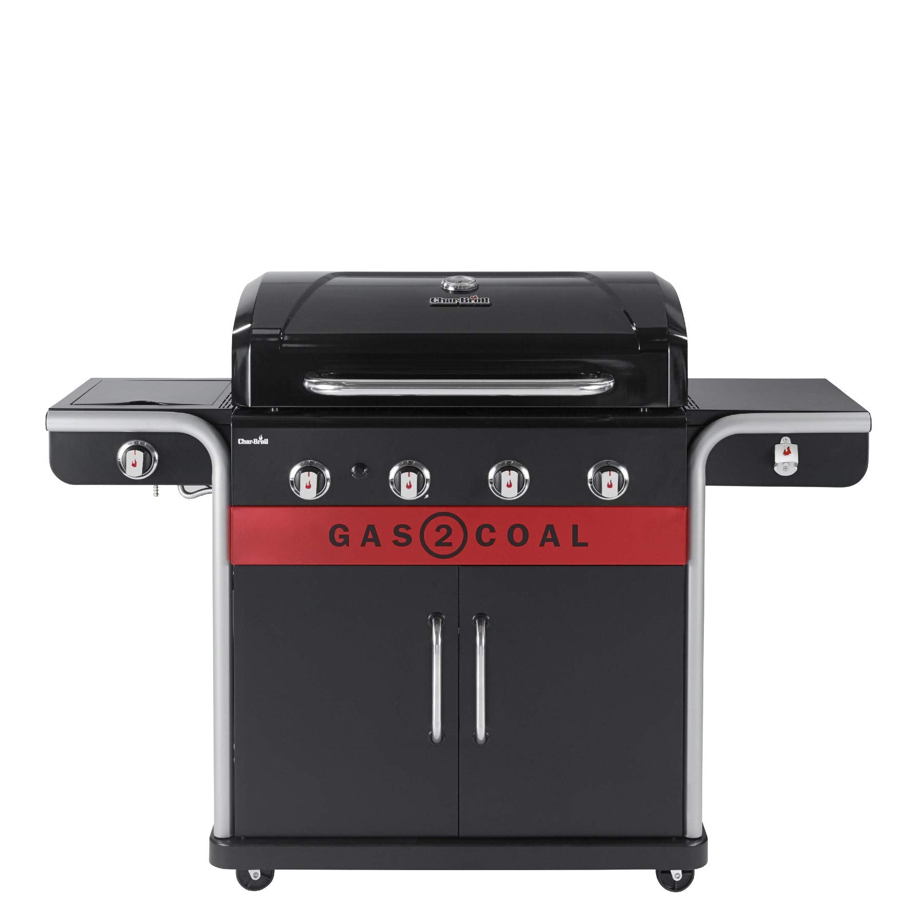 4-Burner Hybrid Gas & Charcoal Barbecue Grill with Electronic Ignition
