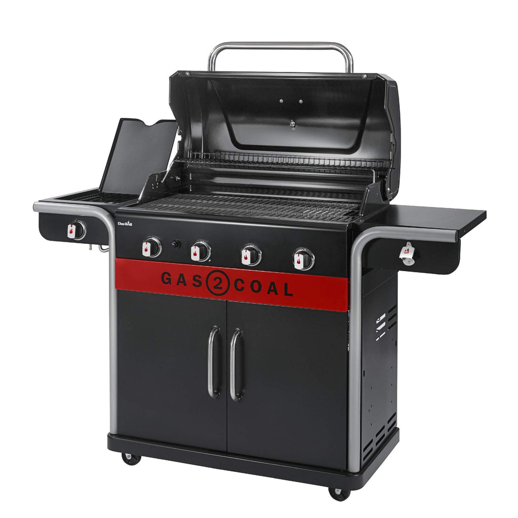 4-Burner Hybrid Gas & Charcoal Barbecue Grill with Electronic Ignition