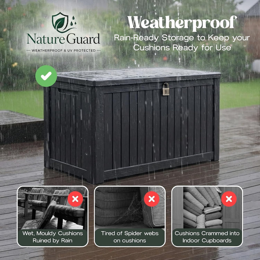 680L Large Outdoor Garden Storage Box with Lockable Lid