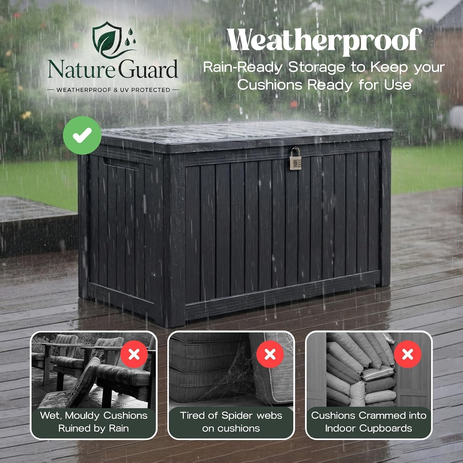 680L Large Outdoor Garden Storage Box with Lockable Lid