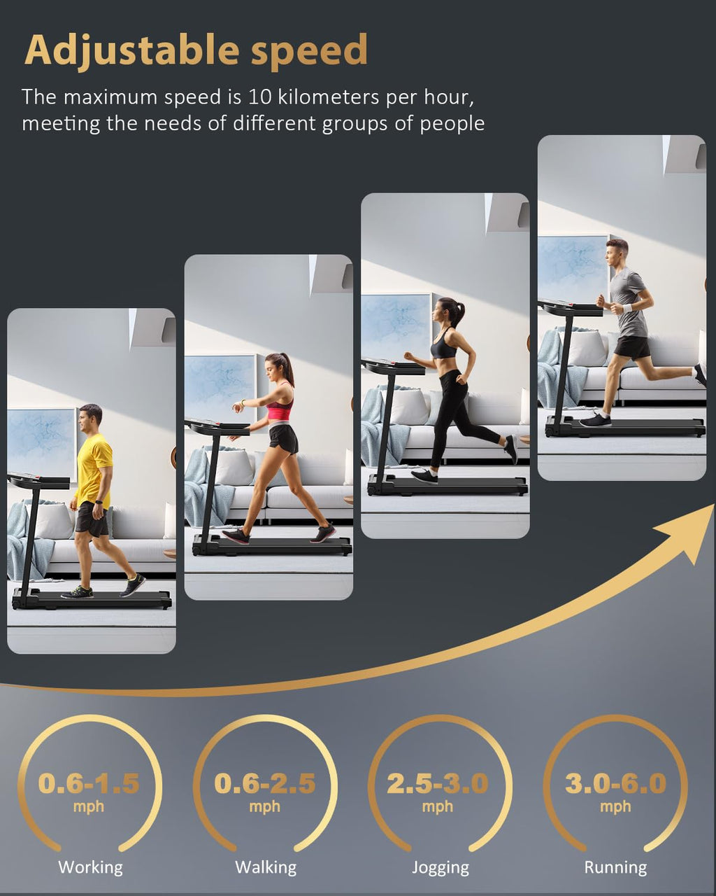 Folding Treadmill with Handle, LCD Display, 12 Workout Programmes & 10km/h Speed