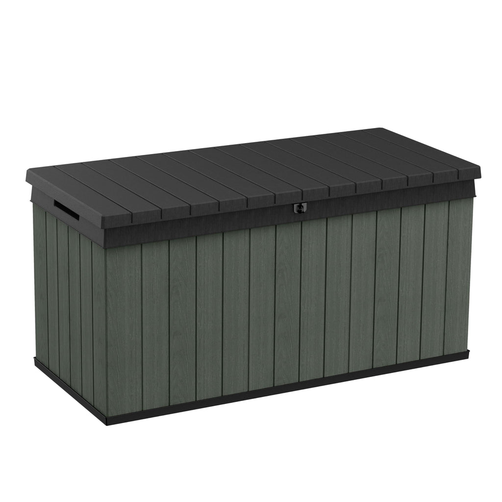 511L Outdoor Garden Storage Box with Wood Effect Finish & Seating