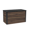 575L Outdoor Garden Storage Box with Wood Effect Finish & Seating