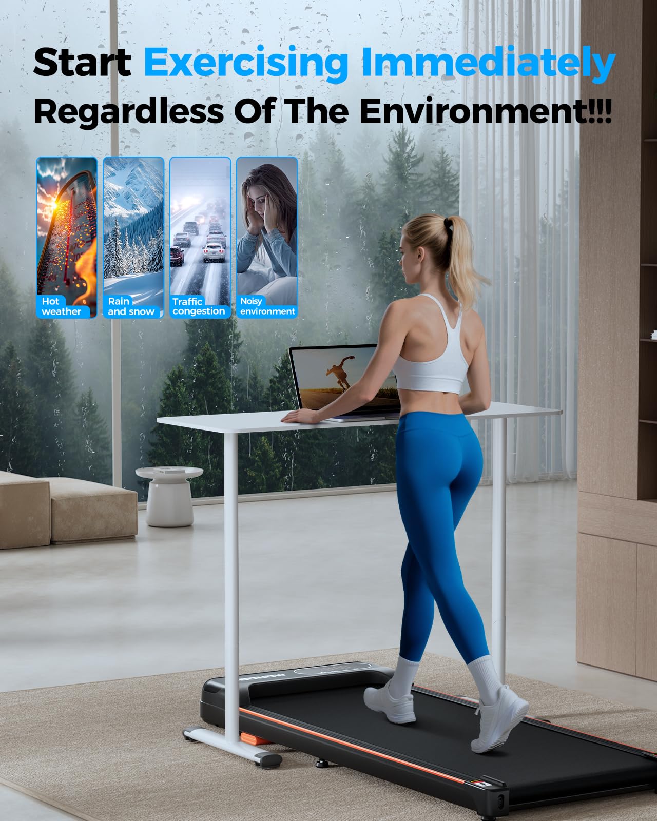 Walking Pad with 8% Incline, 2.5HP Motor, LED Display & Remote Control for Home Office