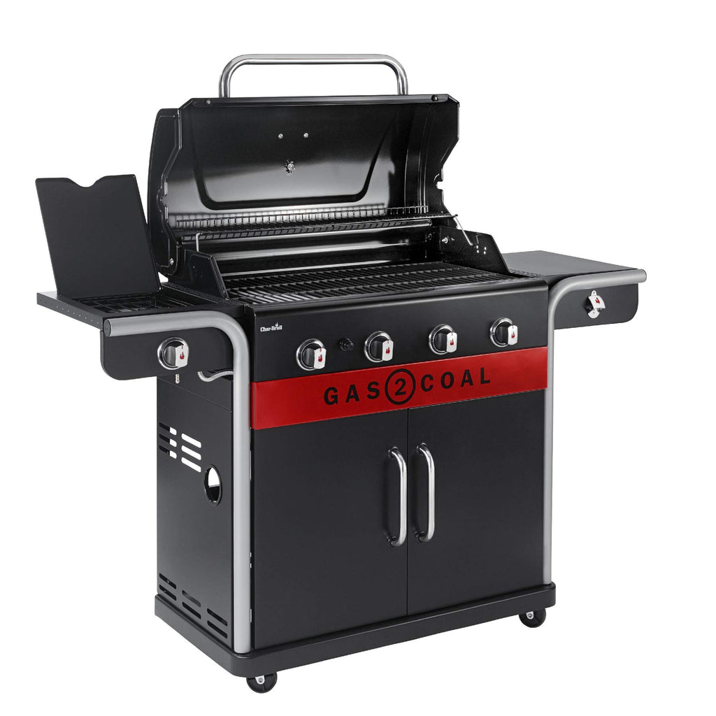 4-Burner Hybrid Gas & Charcoal Barbecue Grill with Electronic Ignition