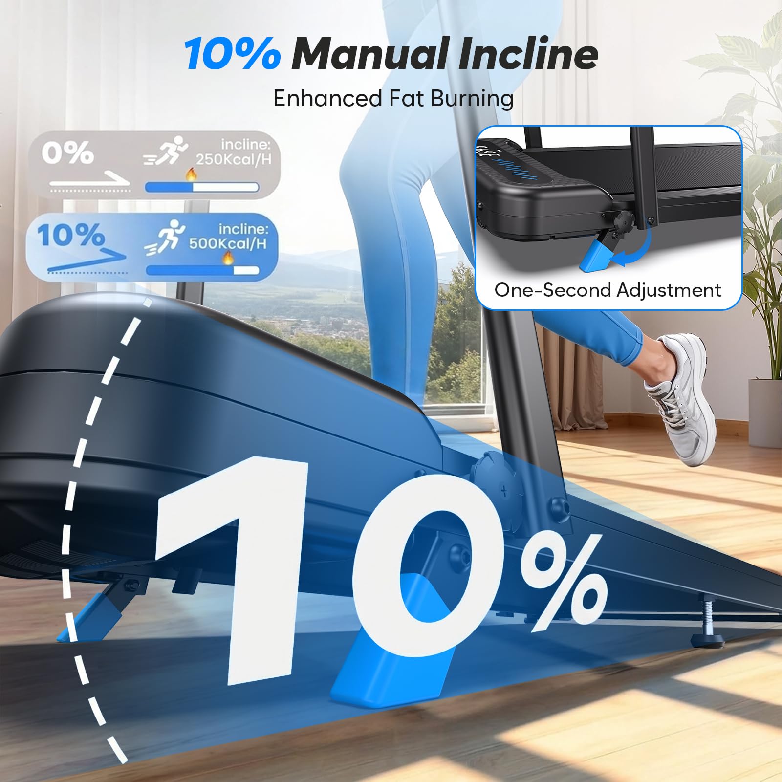 6-in-1 Folding Walking Pad with 10% Incline, 3.0HP Motor, Handle Bar & App Connectivity