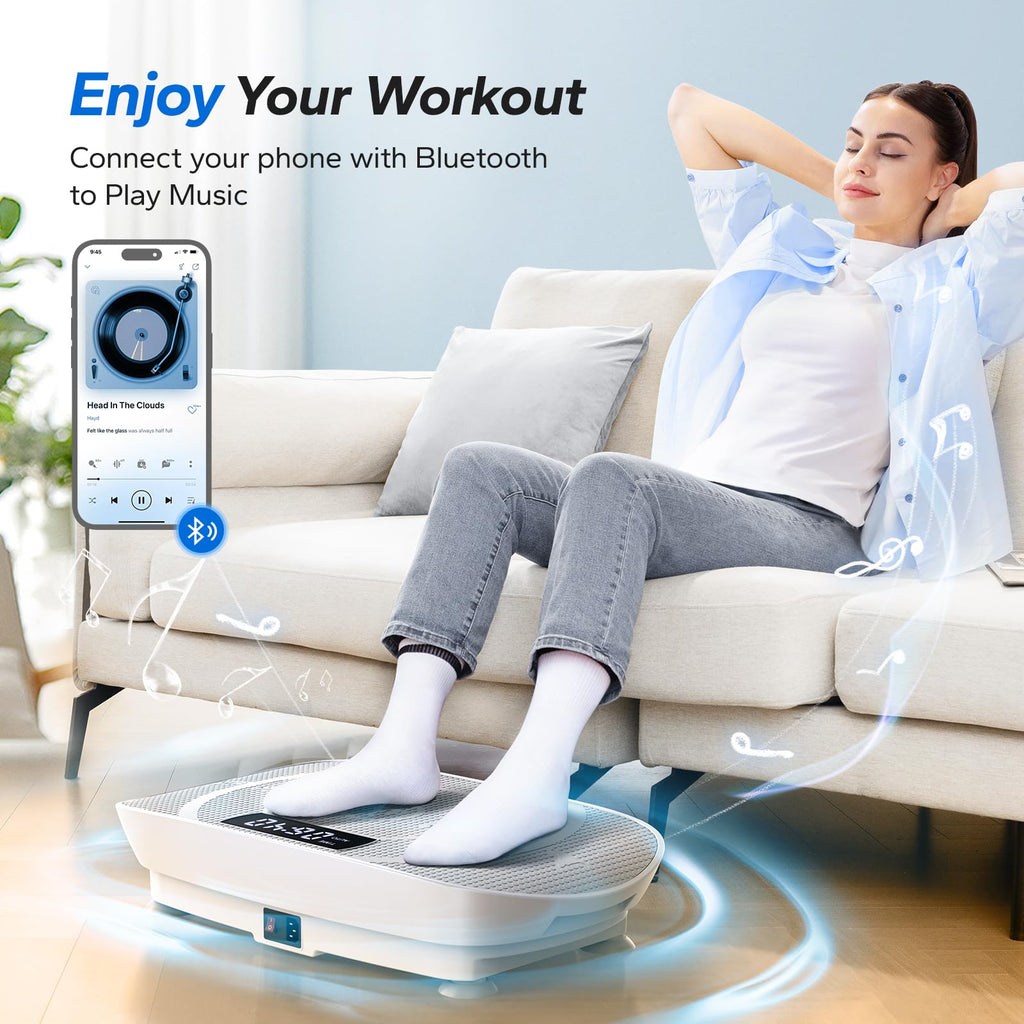 Whole Body Vibration Plate Exercise Machine with Bluetooth Speaker & Resistance Bands