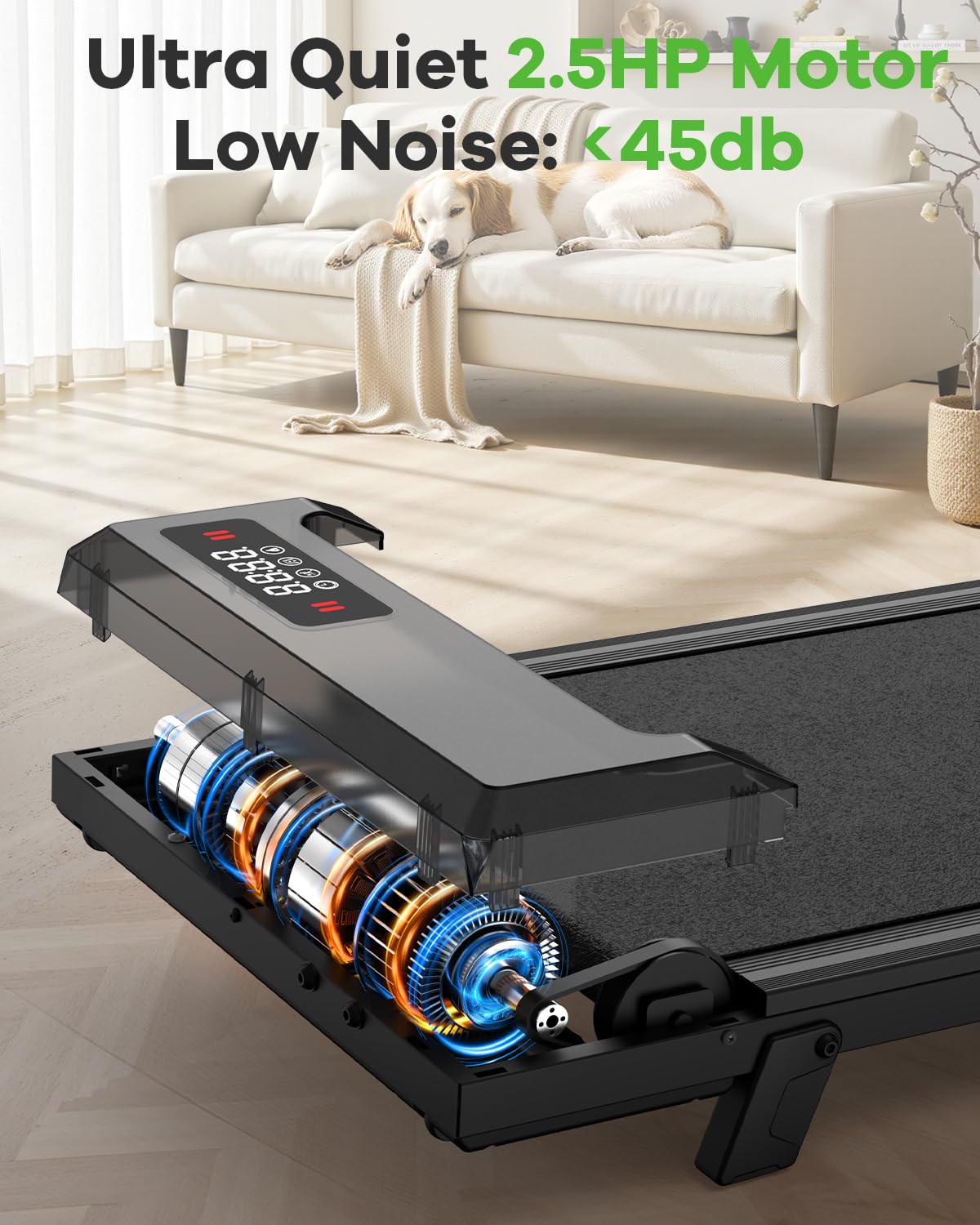 Walking Pad with 8% Incline, 2.5HP Under Desk Treadmill, LED Display & Remote Control