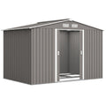 9 x 6ft Galvanised Metal Garden Storage Shed with Double Doors & Foundation Kit