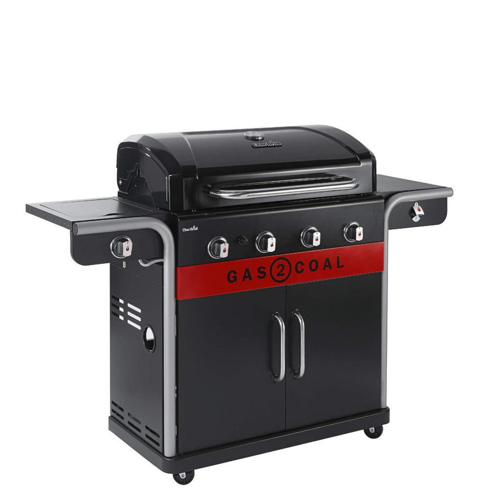4-Burner Hybrid Gas & Charcoal Barbecue Grill with Electronic Ignition