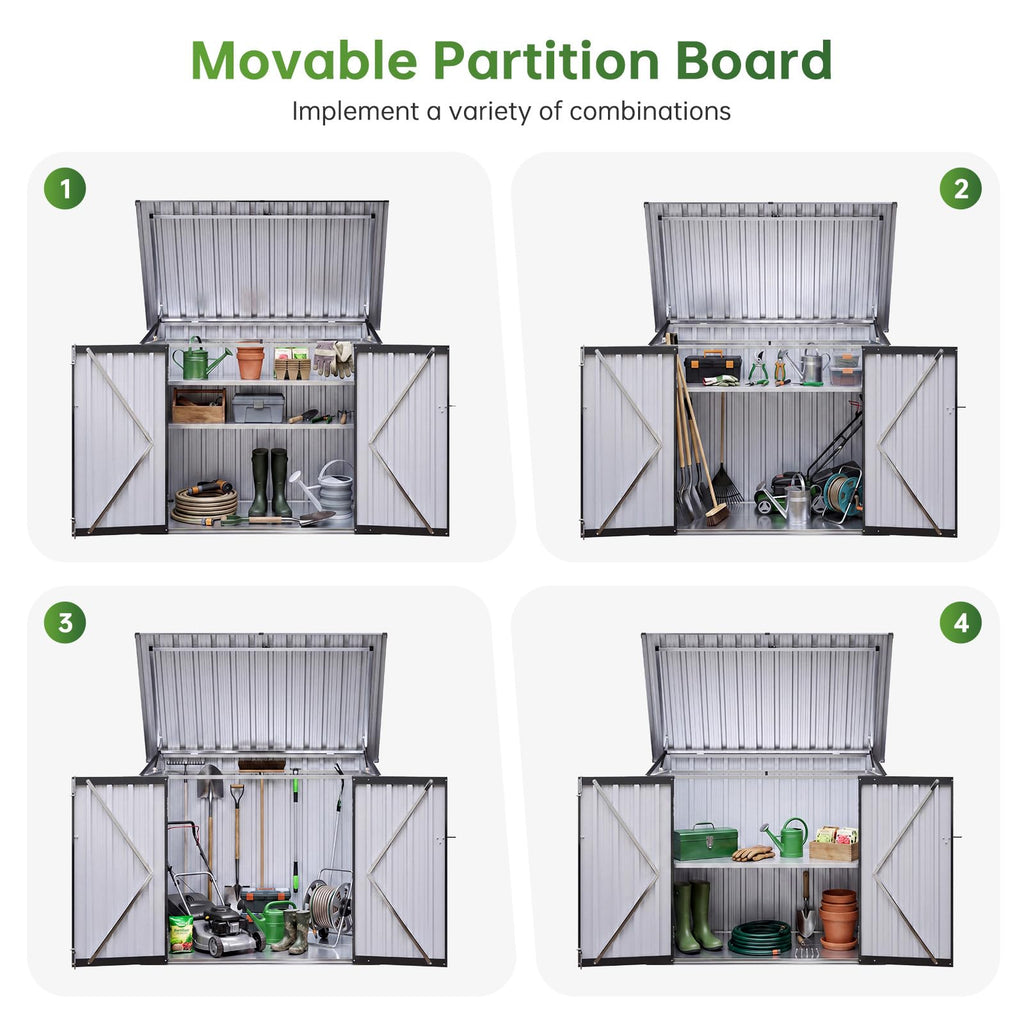 4.7 x 2.9ft Metal Garden Storage Shed with Front & Lift-Up Top Doors