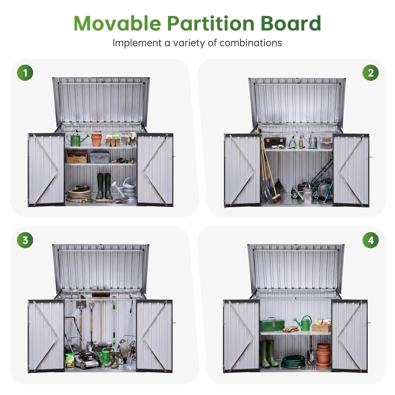 4.7 x 2.9ft Metal Garden Storage Shed with Front & Lift-Up Top Doors