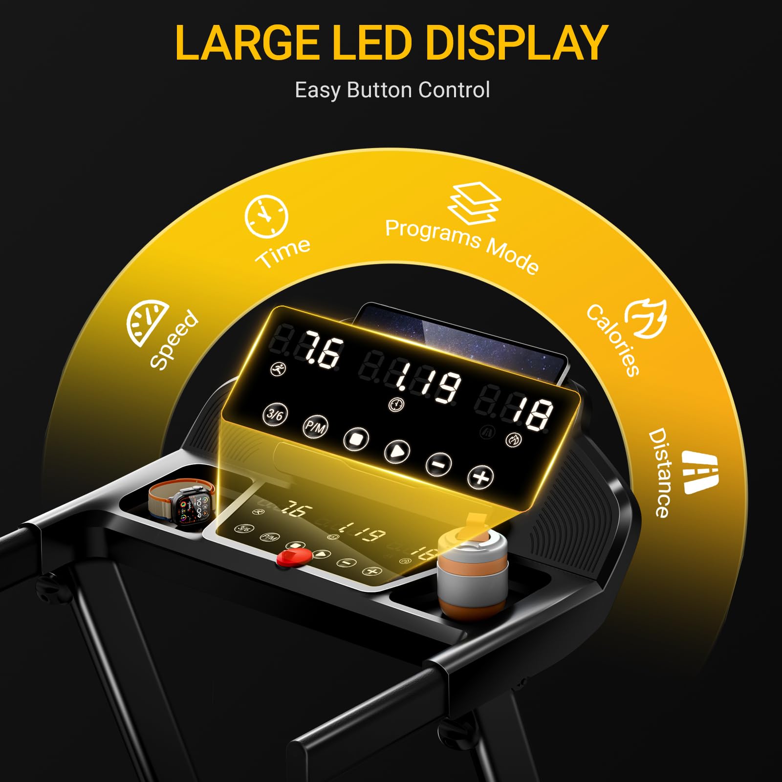 Folding Treadmill with 16% Incline, 3HP Motor, 12km/h Speed & Multi-Function Display