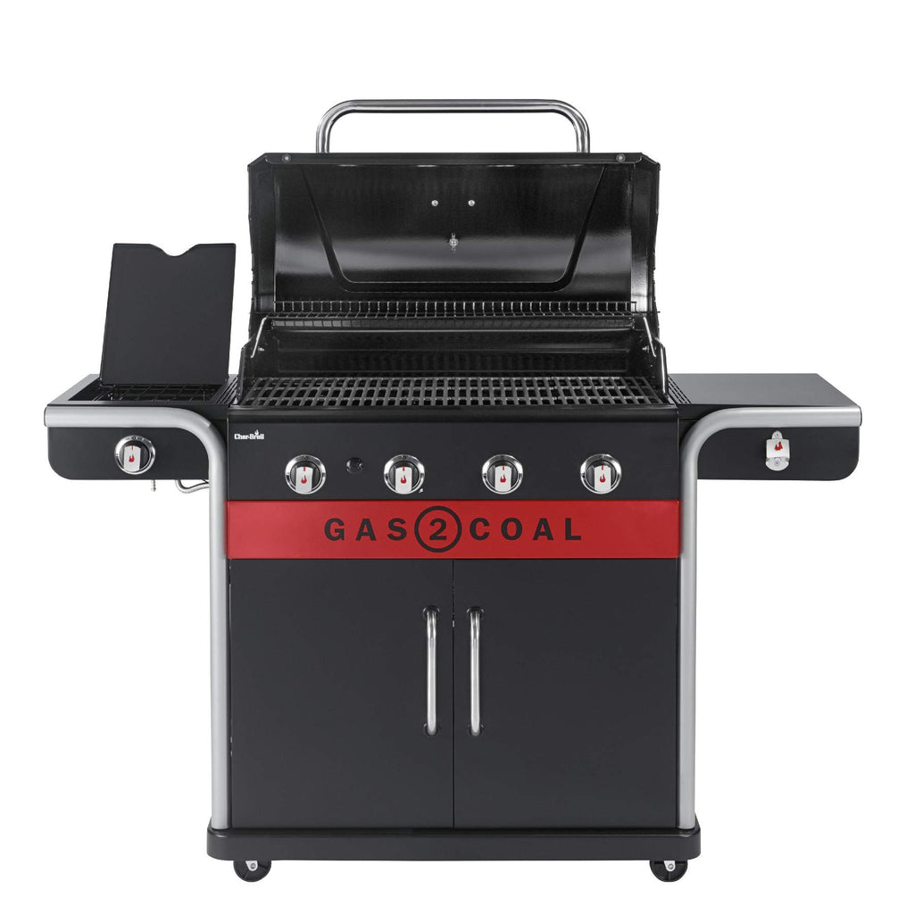 4-Burner Hybrid Gas & Charcoal Barbecue Grill with Electronic Ignition