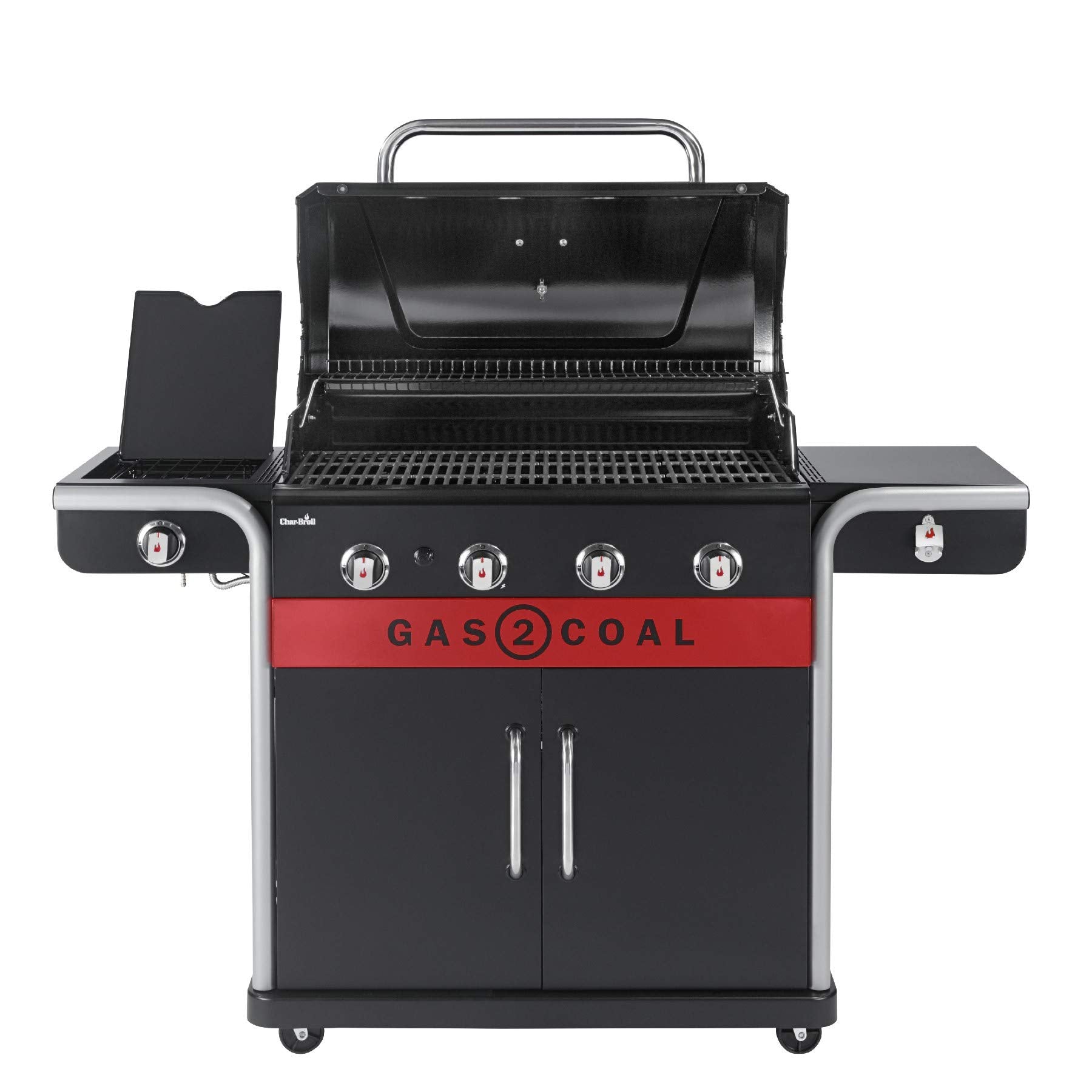 4-Burner Hybrid Gas & Charcoal Barbecue Grill with Electronic Ignition