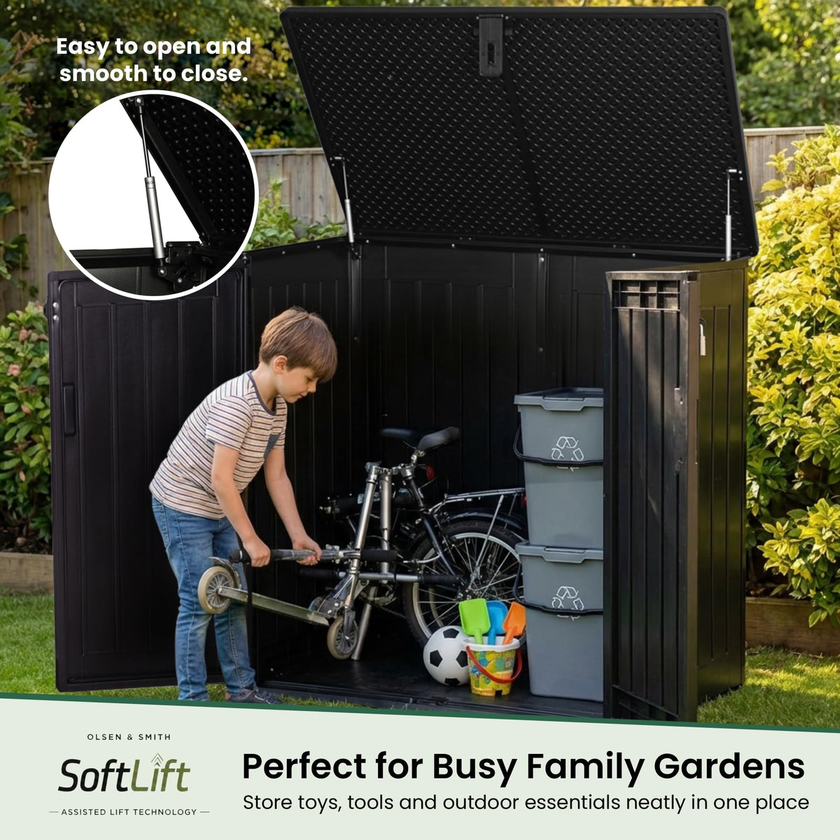 775L Outdoor Garden Storage Shed with Double Doors & Lift-Up Lid