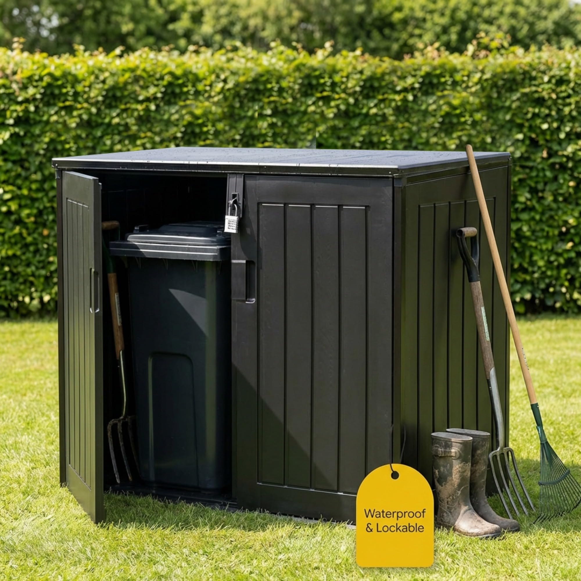 775L Outdoor Garden Storage Shed with Double Doors & Lift-Up Lid