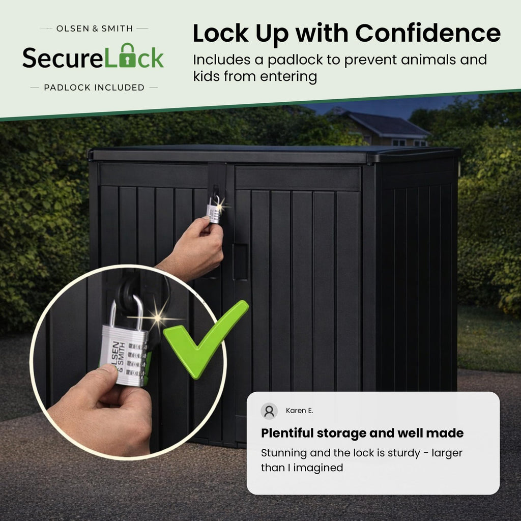 775L Outdoor Garden Storage Shed with Double Doors & Lift-Up Lid