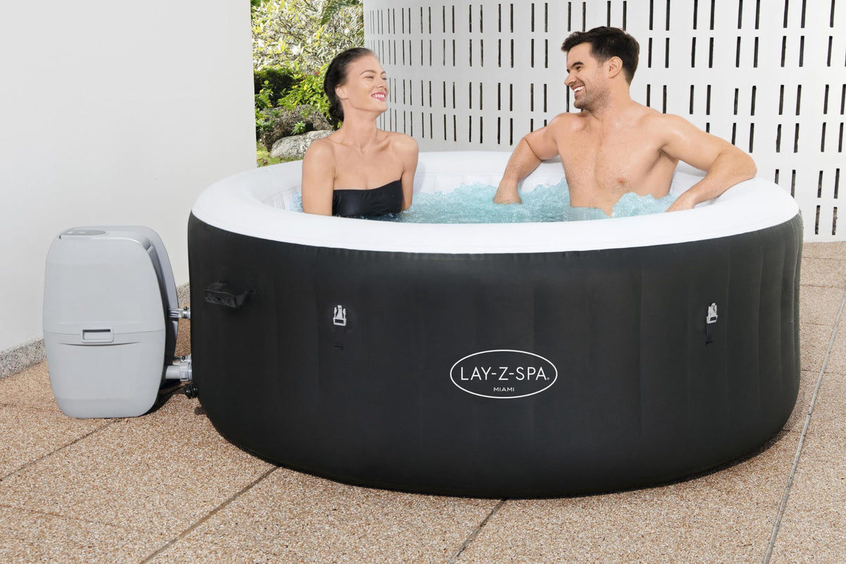 2-4 Person Round Inflatable Hot Tub with 120 Air Jets
