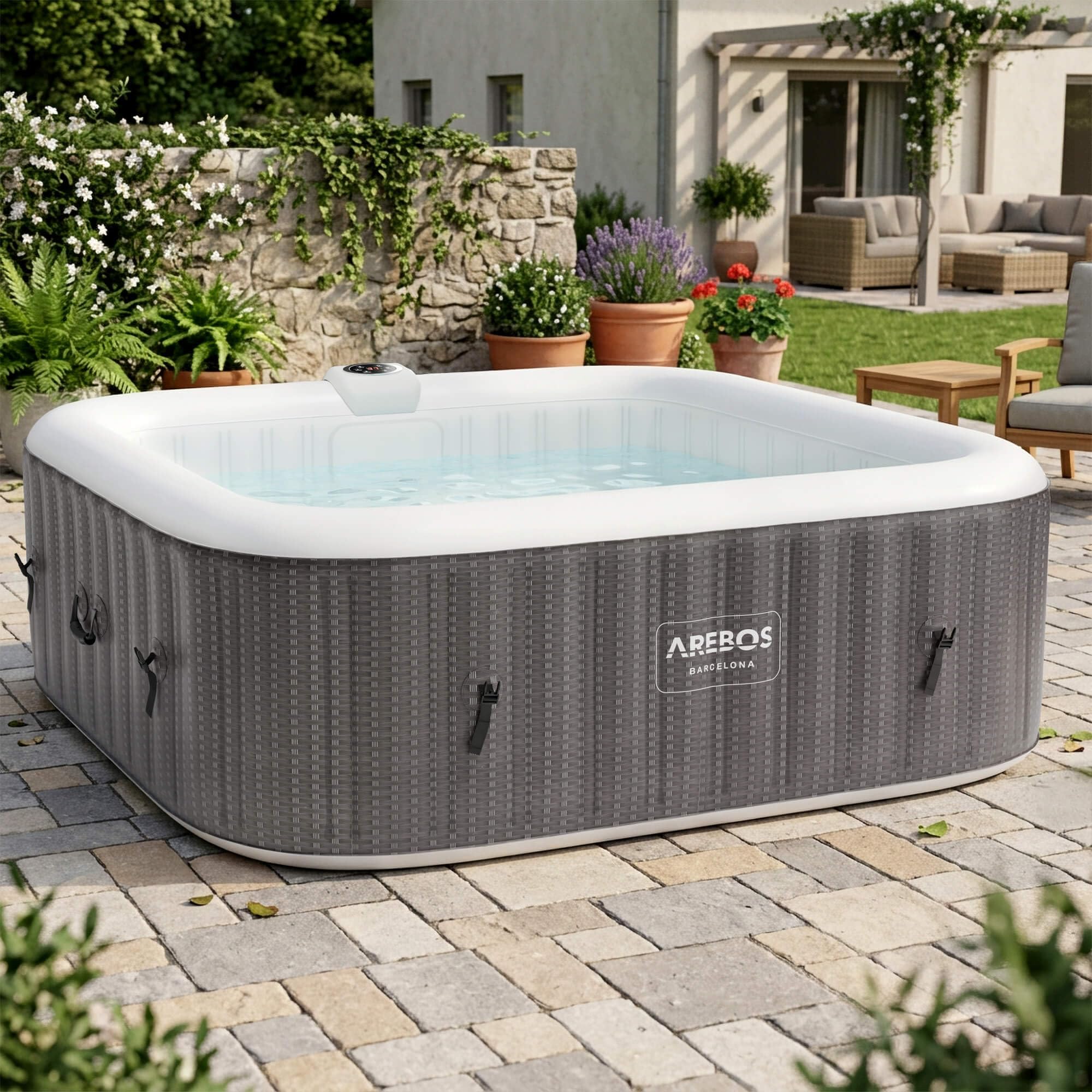 6 Person Inflatable Hot Tub Spa with 130 Massage Jets & Heating