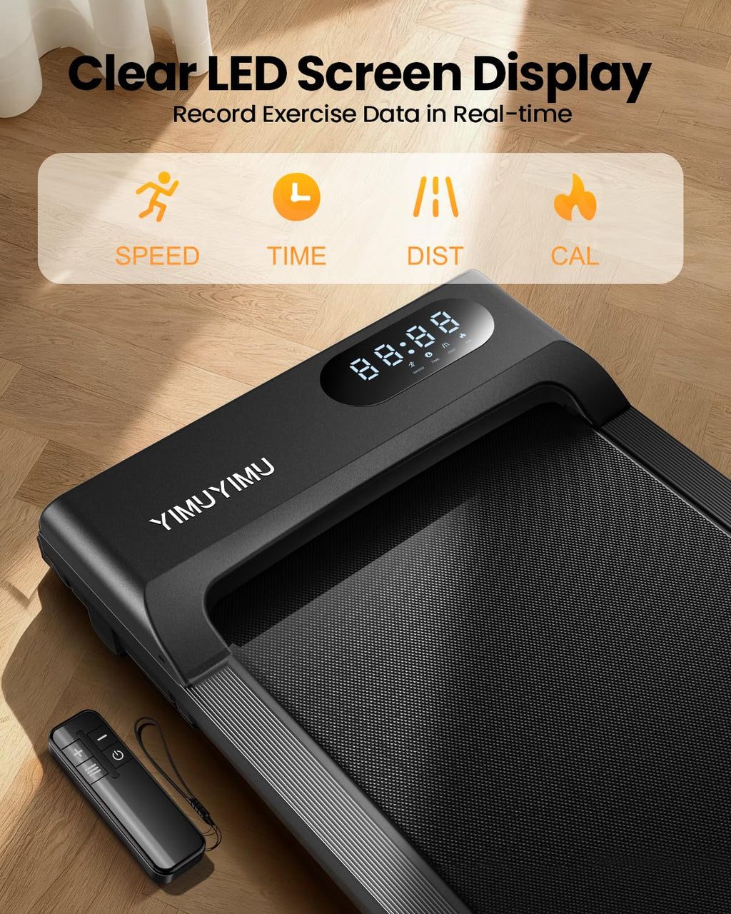 Under Desk Walking Pad Treadmill with 2.5HP Motor, LED Display, Remote Control & 6km/h Speed