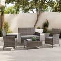 4 Seater Outdoor Rattan Sofa & Chair Set with Tempered Glass Table