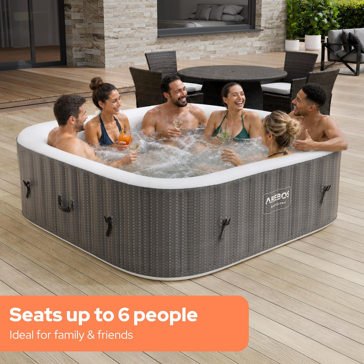 6 Person Inflatable Hot Tub Spa with 130 Massage Jets & Heating