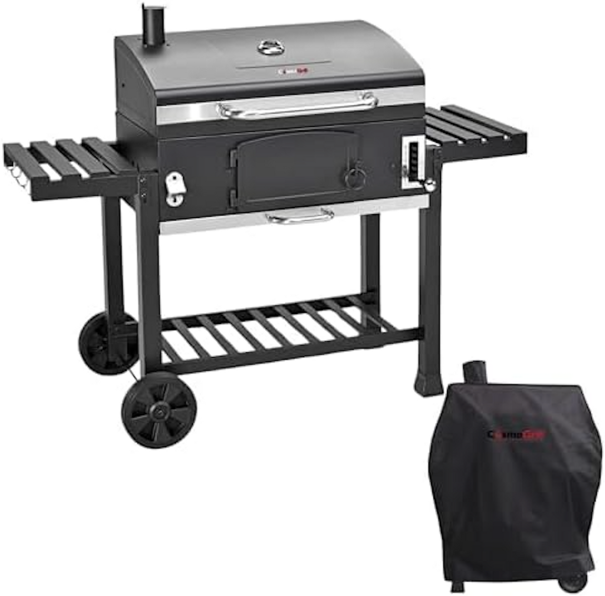 XXL Charcoal Smoker Barbecue with Adjustable Coal Tray & Cover